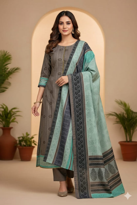 Ladies 3 Piece – Summer lawn Collection [H-]260392