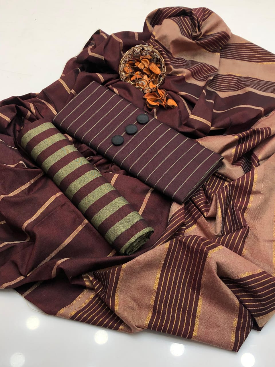 3pc Multani Susi Khaadi (Mehroon line)
