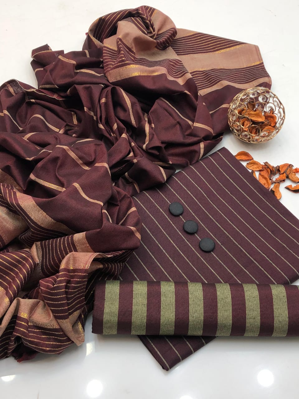 3pc Multani Susi Khaadi (Mehroon line)