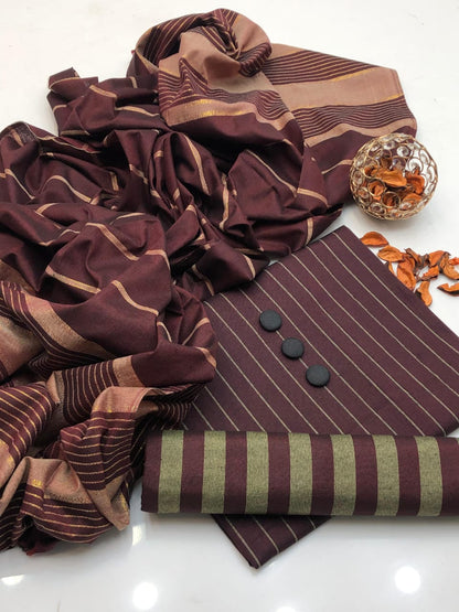 3pc Multani Susi Khaadi (Mehroon line)