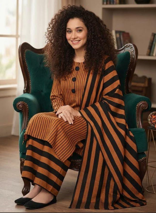 3pc Multani Susi Khaadi (Orange.)